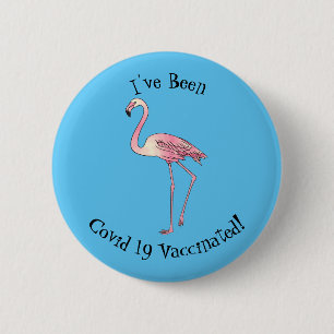 Badge Rond 5 Cm dessin animé d'oiseau Flamant rose