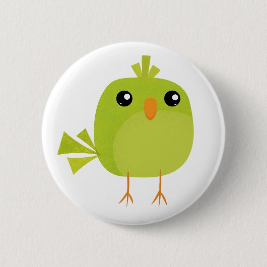 Badge Rond 5 Cm Dessin Animé Oiseau Vert (Devant)