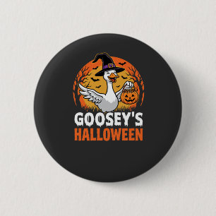 Badge Rond 5 Cm Dessin animé rétro d'oie sorcière d'Halloween de G