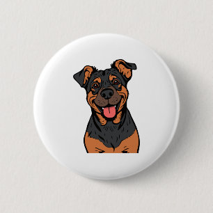 Badge Rond 5 Cm Dessin animé Rottweiler heureux - Chien mignon et