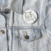 Badge Rond 5 Cm Dessin au trait Kitty (En situation)