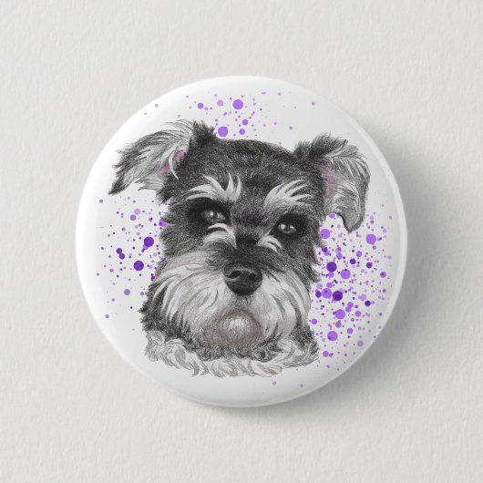 Badge Rond 5 Cm Dessin de chien de Schnauzer (Devant)