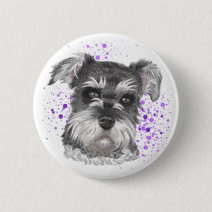 Badge Rond 5 Cm Dessin de chien de Schnauzer