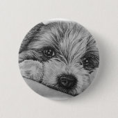 Badge Rond 5 Cm Dessin de chiot d'art animal mignon (Devant)