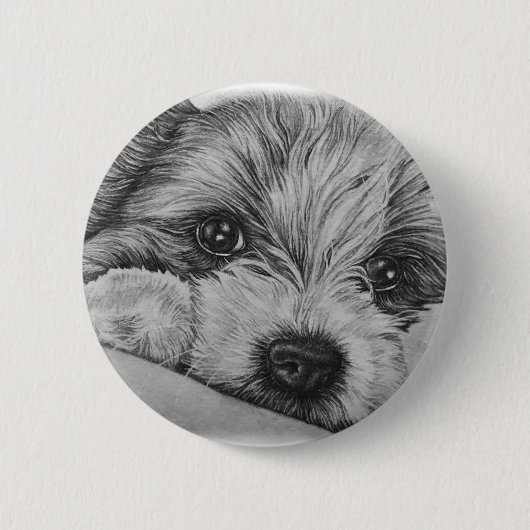 Badge Rond 5 Cm Dessin de chiot d'art animal mignon (Devant)