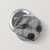 Badge Rond 5 Cm Dessin de chiot d'art animal mignon (Devant & derrière)