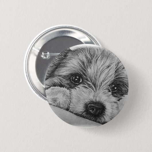 Badge Rond 5 Cm Dessin de chiot d'art animal mignon (Devant & derrière)