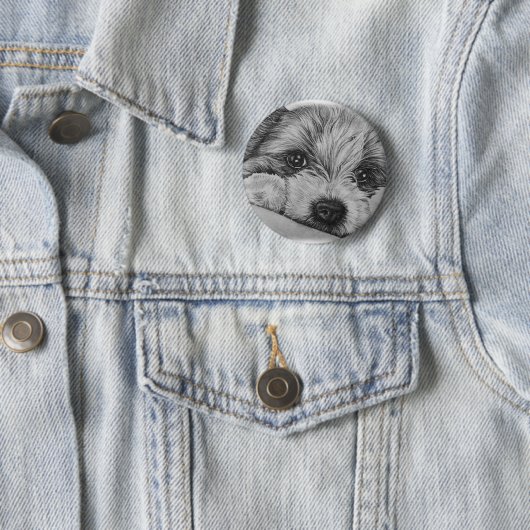 Badge Rond 5 Cm Dessin de chiot d'art animal mignon (En situation)