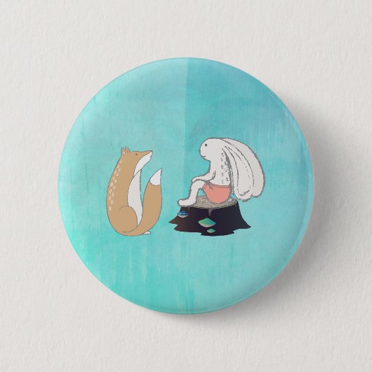 Badge Rond 5 Cm Dessin de créatures de bois de renard mignon et de (Devant)