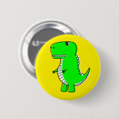 Badge Rond 5 Cm Dessin de dinosaure vert jaune (Devant & derrière)