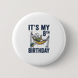 Badge Rond 5 Cm Dessin de hamac de tortue pour 8e anniversaire vin