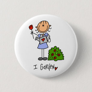 Badge Rond 5 Cm Dessin de jardinage bonhomme allumette