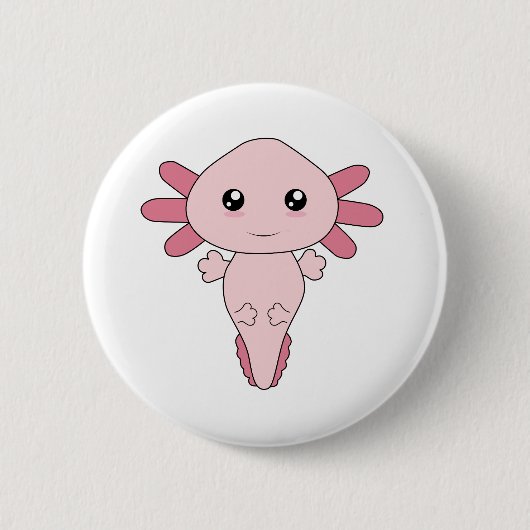 Badge Rond 5 Cm Dessin De L'Axolotl Rose Cool (Devant)