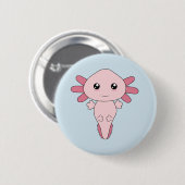 Badge Rond 5 Cm Dessin De L'Axolotl Rose Cool (Devant & derrière)