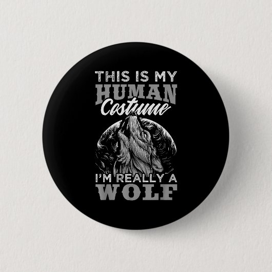 Badge Rond 5 Cm Dessin de loup drôle Costume humain Je suis un lou (Devant)