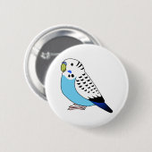 Badge Rond 5 Cm Dessin de perroquet bleu bouleau (Devant & derrière)