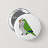 Badge Rond 5 Cm Dessin de perroquet de requin vert sauvage fluffy (Devant & derrière)