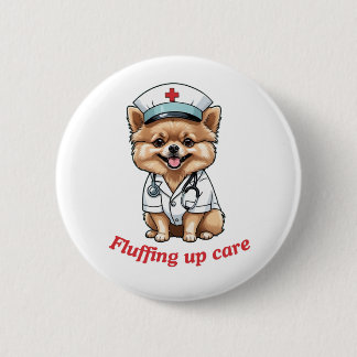 Badge Rond 5 Cm Dessin d'infirmière avec conception de chien de Po