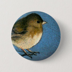 BADGE ROND 5 CM DESSIN D'OISEAU DE JUNCO