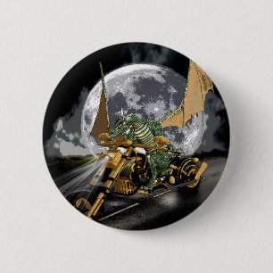 Badge Rond 5 Cm Dessin Dragon et Imaginaire Lune