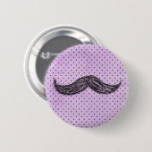 Badge Rond 5 Cm Dessin   drôle de moustache avec le pois pourpre (Devant & derrière)