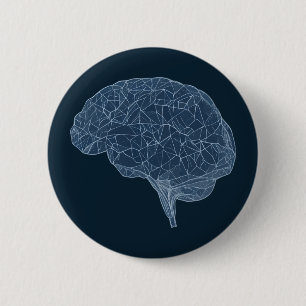 Badge Rond 5 Cm Dessin du cerveau polygonal - Réseau neuronal