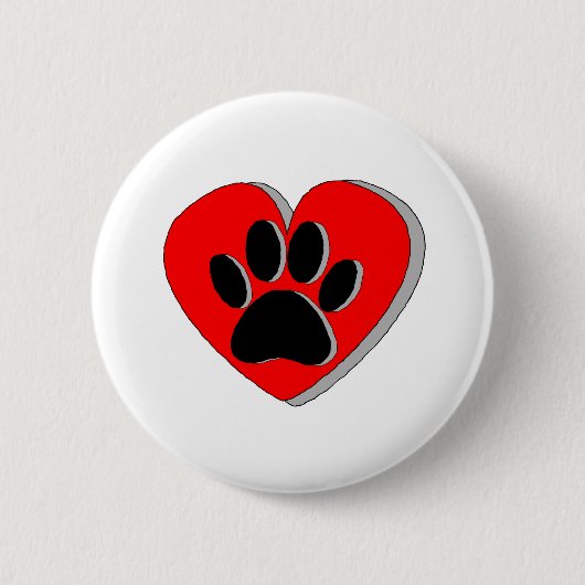 Badge Rond 5 Cm Dessin du coeur du chien (Devant)