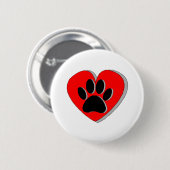 Badge Rond 5 Cm Dessin du coeur du chien (Devant & derrière)