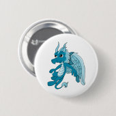 Badge Rond 5 Cm Dessin du Dragon Bleu (Devant & derrière)