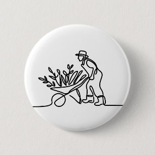 Badge Rond 5 Cm dessin d'un agriculteur ou d'un jardinier