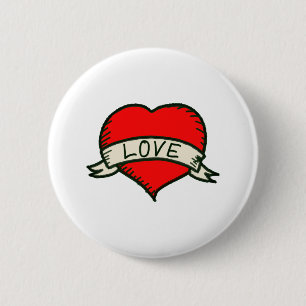 Badge Rond 5 Cm Dessin en forme de coeur