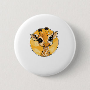 Badge Rond 5 Cm Dessin en Giraffe Cute Style de dessin