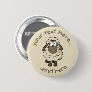 Badge Rond 5 Cm Dessin en mouton beige