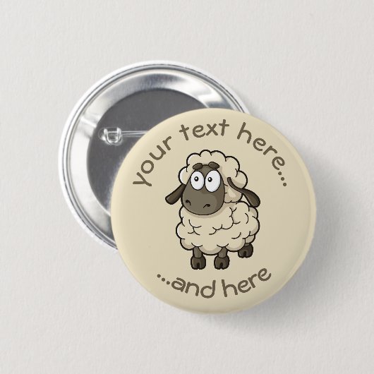 Badge Rond 5 Cm Dessin en mouton beige (Devant & derrière)