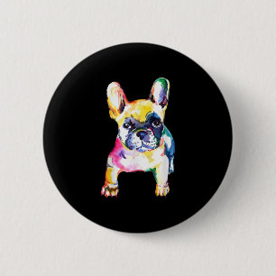 Badge Rond 5 Cm Dessin Français Bulldog original aquarelle