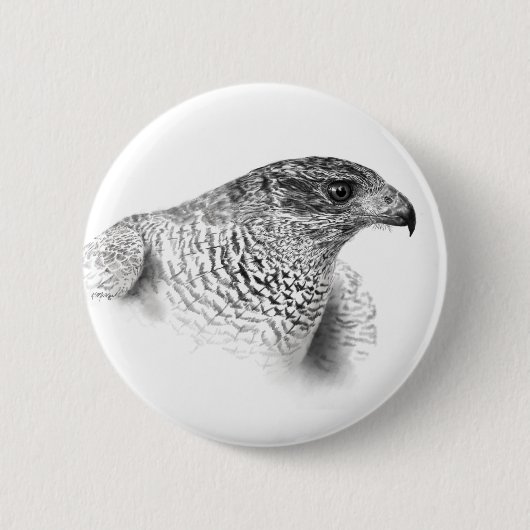 Badge Rond 5 Cm Dessin Goshawk (Devant)