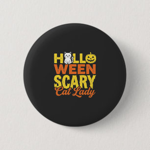 Badge Rond 5 Cm Dessin Halloween Dame Chat Effrayant_1