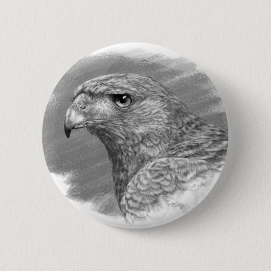 Badge Rond 5 Cm Dessin Harris Hawk (Devant)