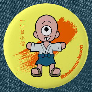 Badge Rond 5 Cm Dessin Hitotsume-Kozo Yokai   Folklore japonais