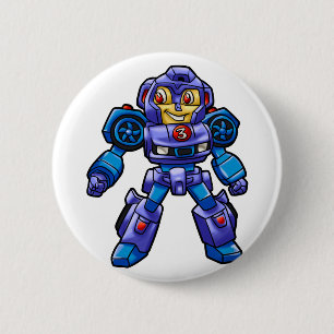 Badge Rond 5 Cm Dessin humoristique de robot amusant  Voiture robo