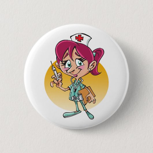 Badge Rond 5 Cm Dessin humoristique personnalisé d'infirmière amus (Devant)