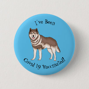 Badge Rond 5 Cm dessin humoristique sibérien husky