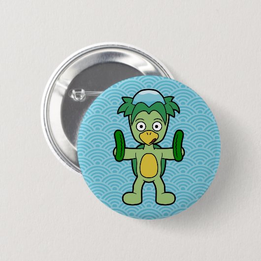 Badge Rond 5 Cm Dessin Kappa Yokai - Folklore Japonais (Devant & derrière)