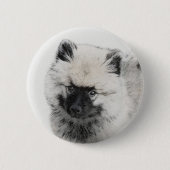 Badge Rond 5 Cm Dessin Keeshond Chiot - Joli dessin original Chien (Devant)