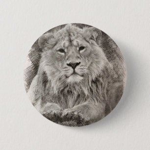 Badge Rond 5 Cm Dessin Lion