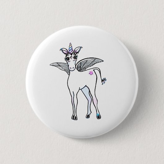 Badge Rond 5 Cm Dessin magique amusant Unicorn (Devant)