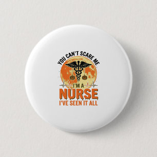 Badge Rond 5 Cm Dessin médical vintage d'infirmière drôle d'Hallow