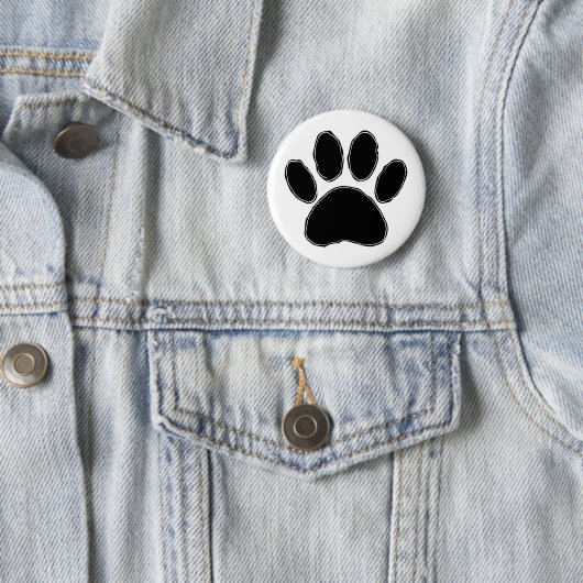 Badge Rond 5 Cm Dessin Paw Chien En Noir (En situation)