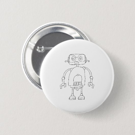 Badge Rond 5 Cm Dessin Robot Simple Smart Dessin (Devant & derrière)