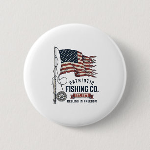 Badge Rond 5 Cm Dessin vectoriel de drapeau de pêche patriotique v